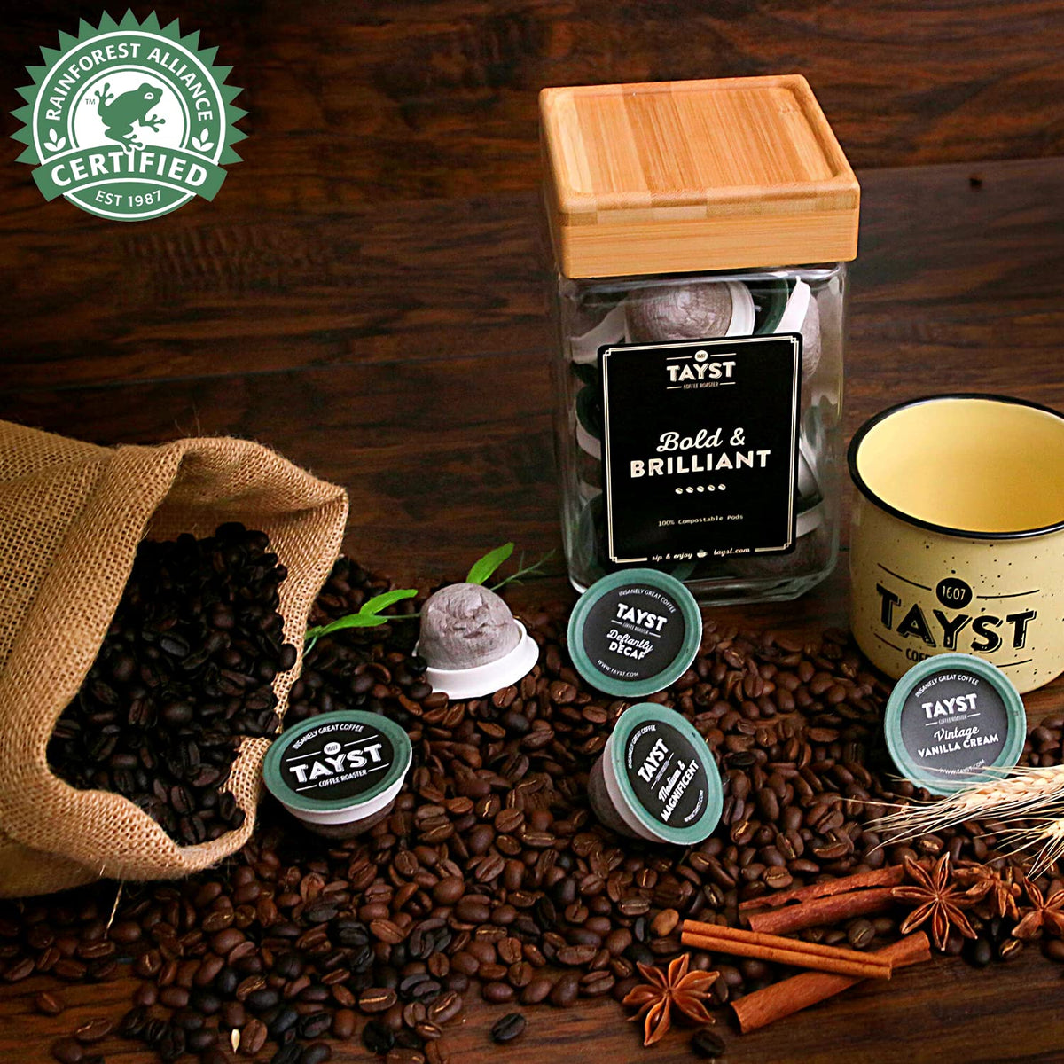 Tayst Coffee Pods – Bold & Brazen Dark Roast (K-Cup Compatible) | Sustainable Single-Serve, Pack of 30