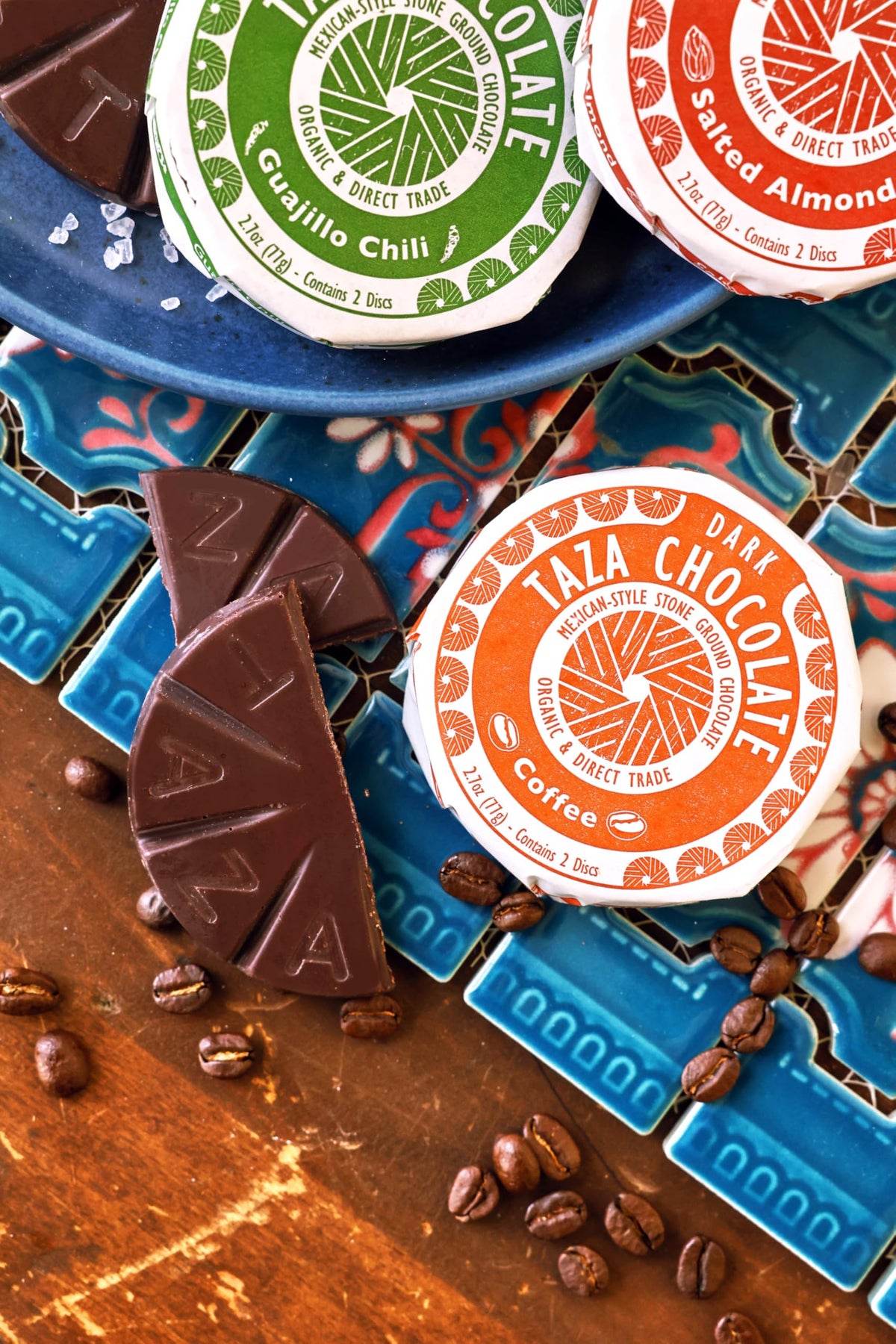 Taza Chocolate Organic Mexicano Disc Stone Ground Variety Pack – 8 Vegan Discs (1.35 oz Each)