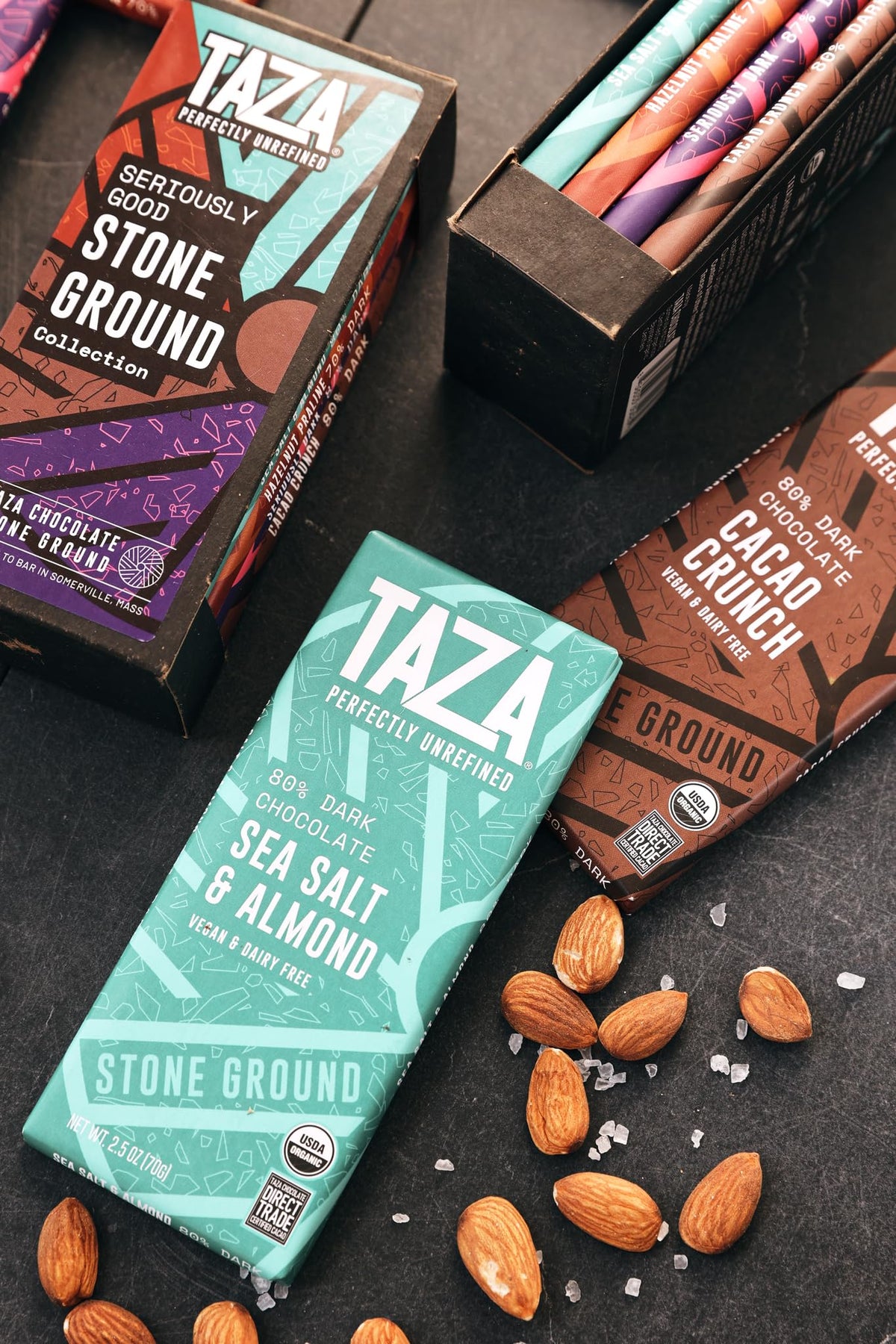 Taza Chocolate Organic Seriously Good Dark Chocolate Bar Variety Pack Bundle, 4 x 2.5 oz, Vegan