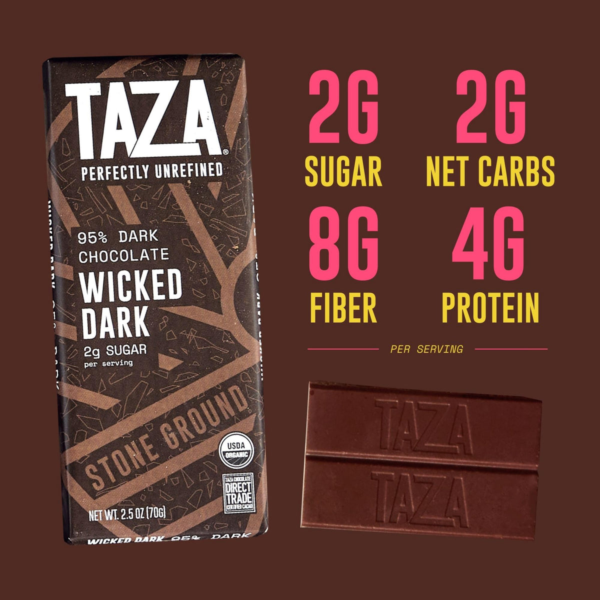 Taza Wicked Dark 95% Bar Variety Pack – 4 x 2.5 oz, Vegan, Organic