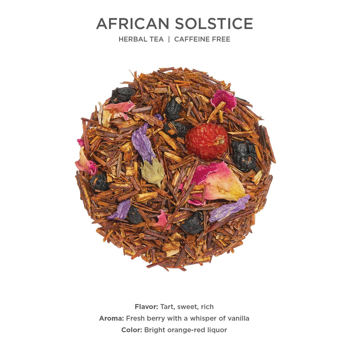 Tea Forte African Solstice: Premium Caffeine-Free Rooibos Herbal Tea Canister (35-50 Cups)