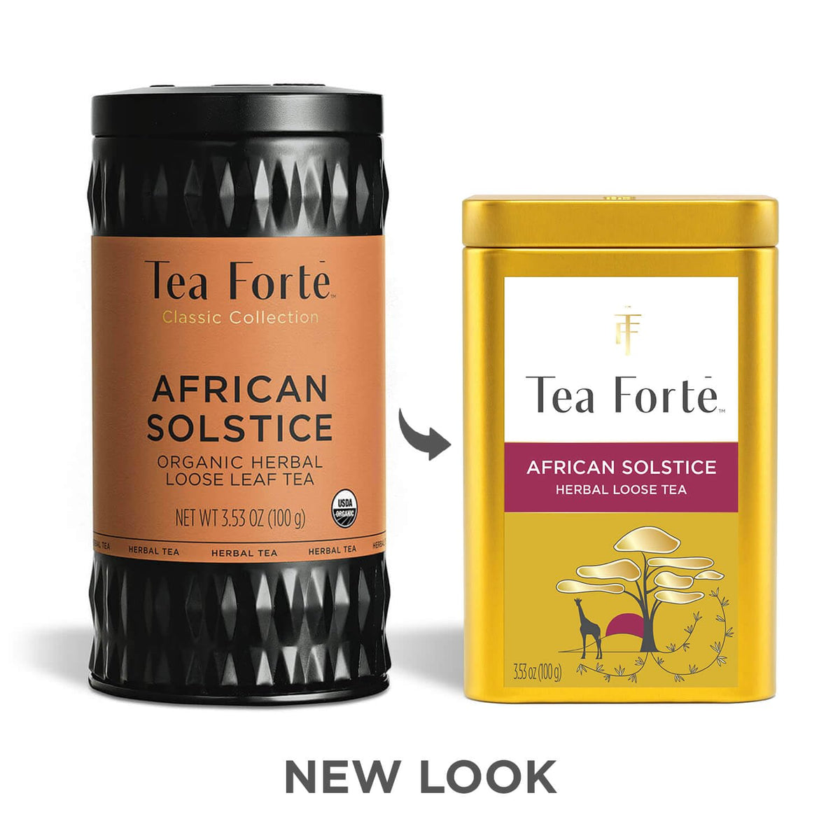 Tea Forte African Solstice: Premium Caffeine-Free Rooibos Herbal Tea Canister (35-50 Cups)