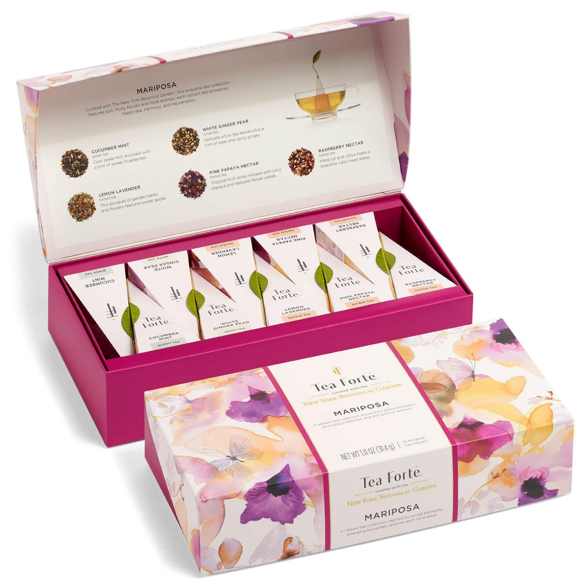 Tea Forte Premium Petite Gift Set – Mariposa Collection, 10 Pyramid Infusers (2 of Each)