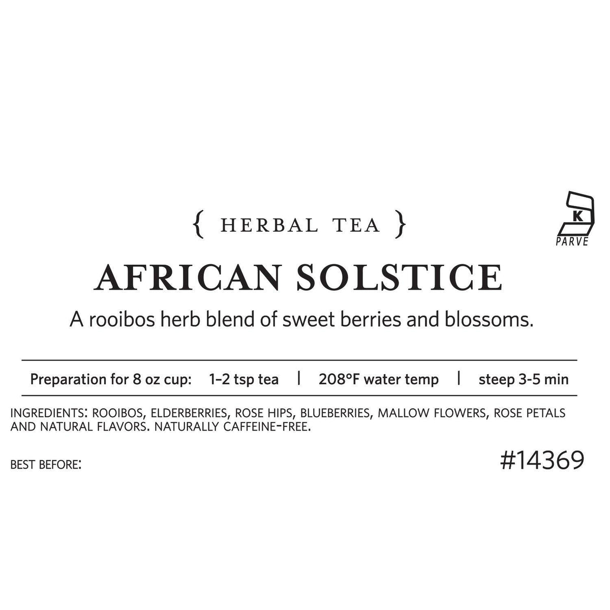 Tea Forte African Solstice Premium Loose Leaf Tea – 1 lb, 160-175 Cups