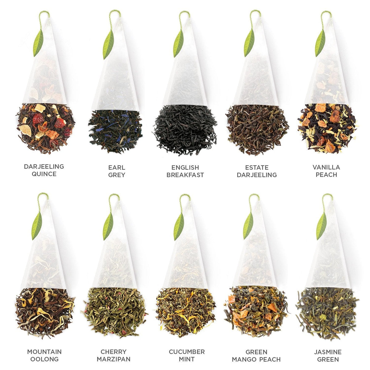Tea Forte Organic Assorted Tea Sampler – 40 Pyramid Infuser Bags Gift Box (Black, Green, Herbal, Oolong, White, Rooibos)