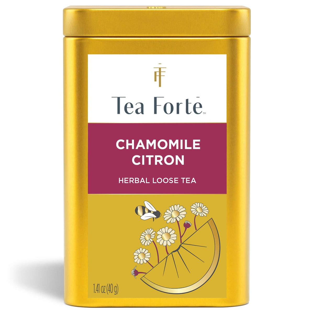 Tea Forte Chamomile Citron Premium Loose Leaf Herbal Tea Canister – Caffeine-Free