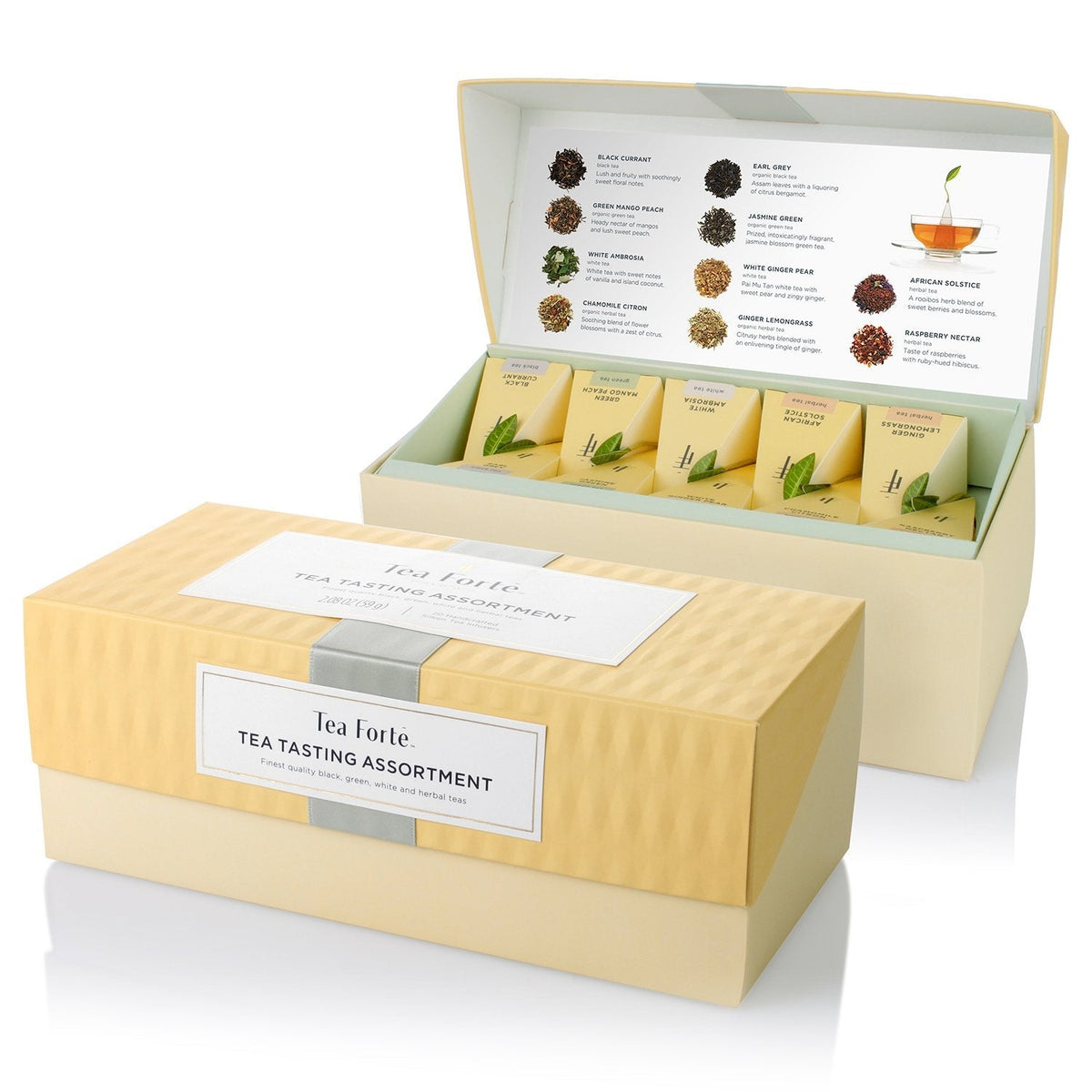 Tea Forte Premium Gift Set – 20 Assorted Pyramid Teas in Handcrafted Infuser Bags