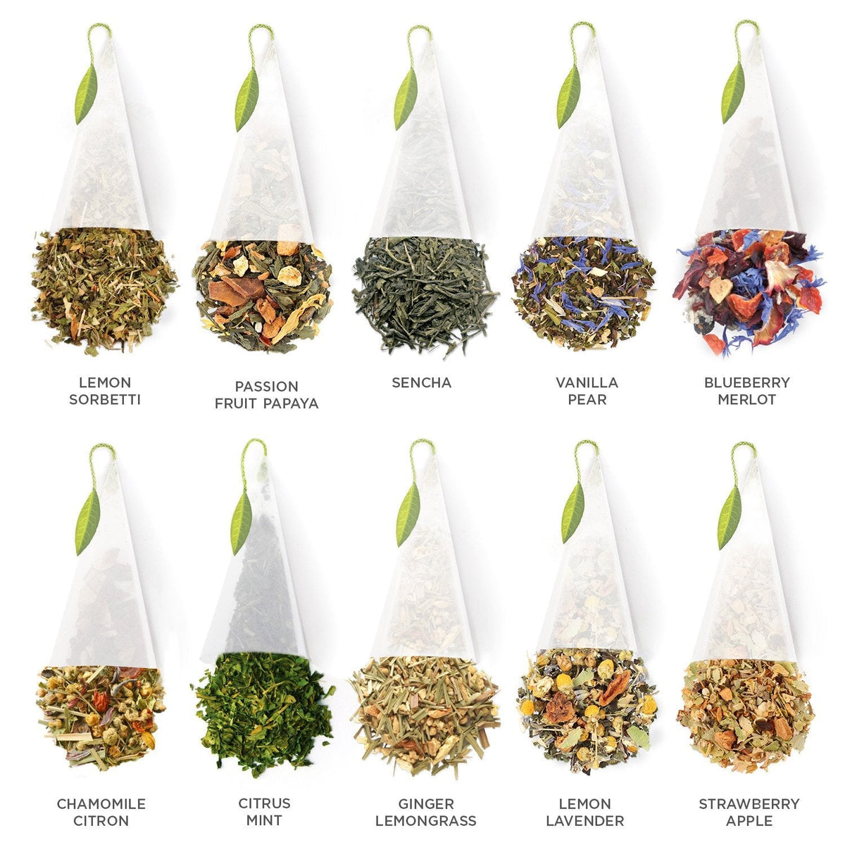 Tea Forte Organic Assorted Tea Sampler – 40 Pyramid Infuser Bags Gift Box (Black, Green, Herbal, Oolong, White, Rooibos)