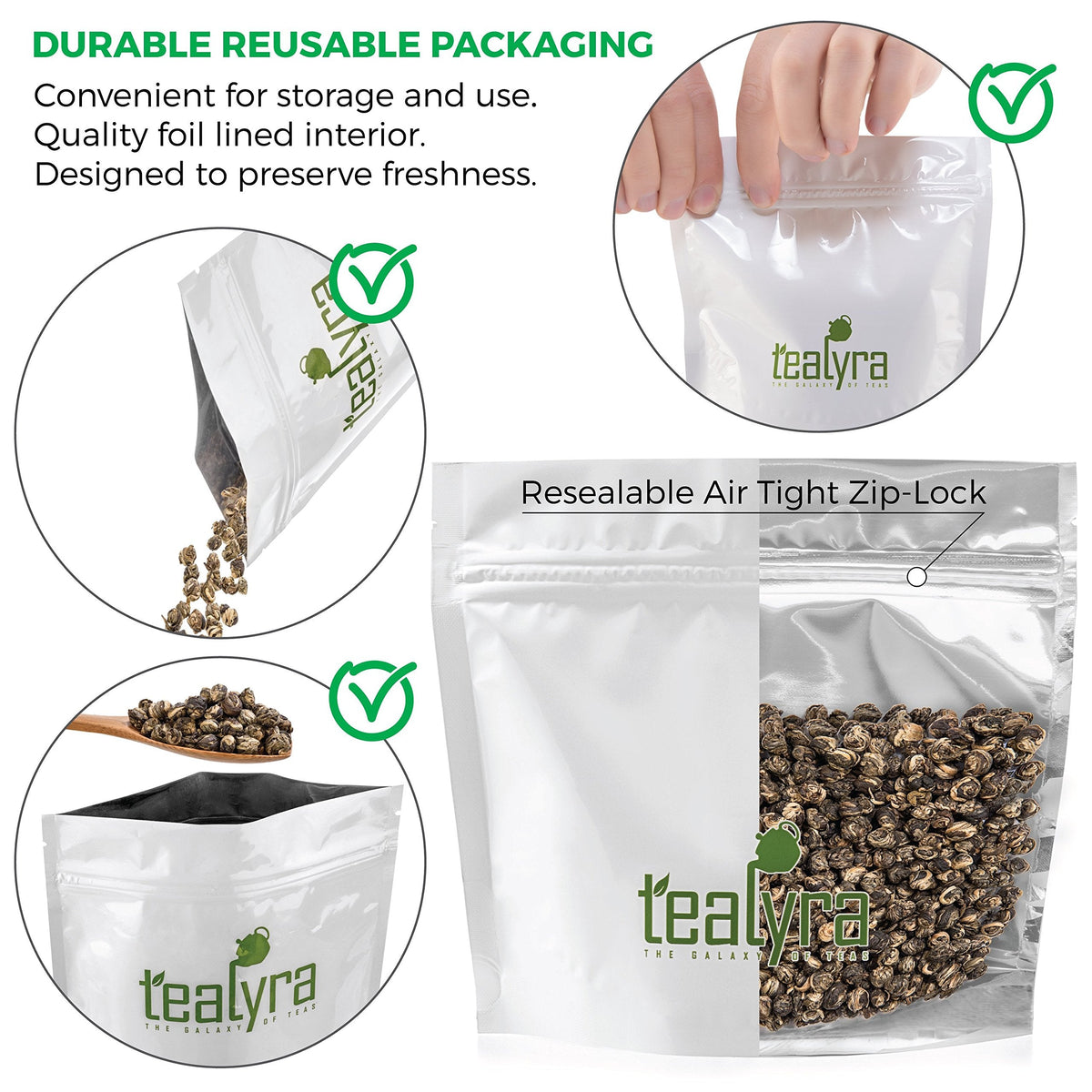 Tealyra Imperial Jasmine Dragon Pearls – Premium Jasmine Green Tea, Loose Leaf (8 oz / 220 g)