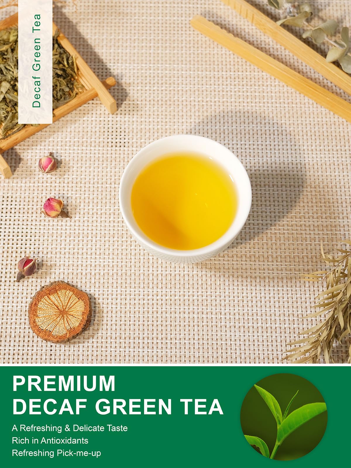 TeeLux Decaf Green Tea – CO2 Decaffeinated Loose Leaf Sencha, Delicate & Smooth, 7oz