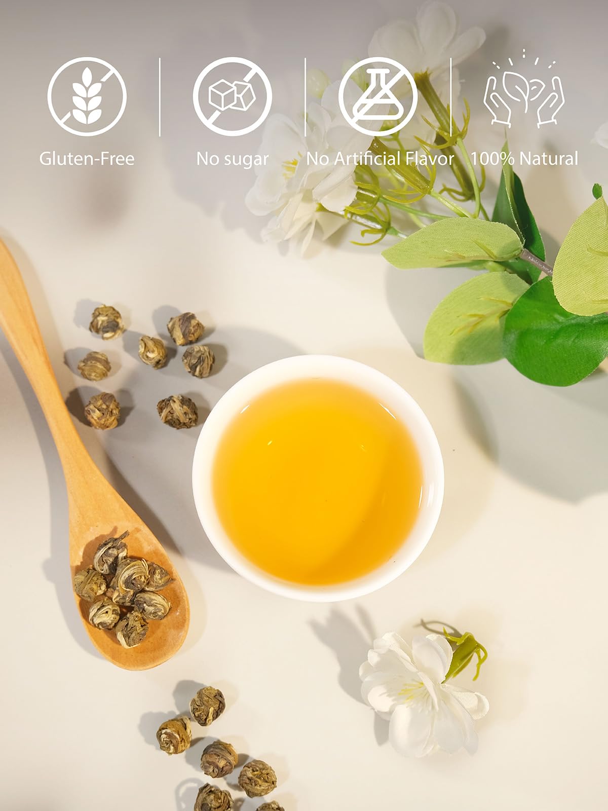 TeeLux Jasmine Pearls Green Tea – Handrolled Loose Leaf with Delicate Floral Aroma
