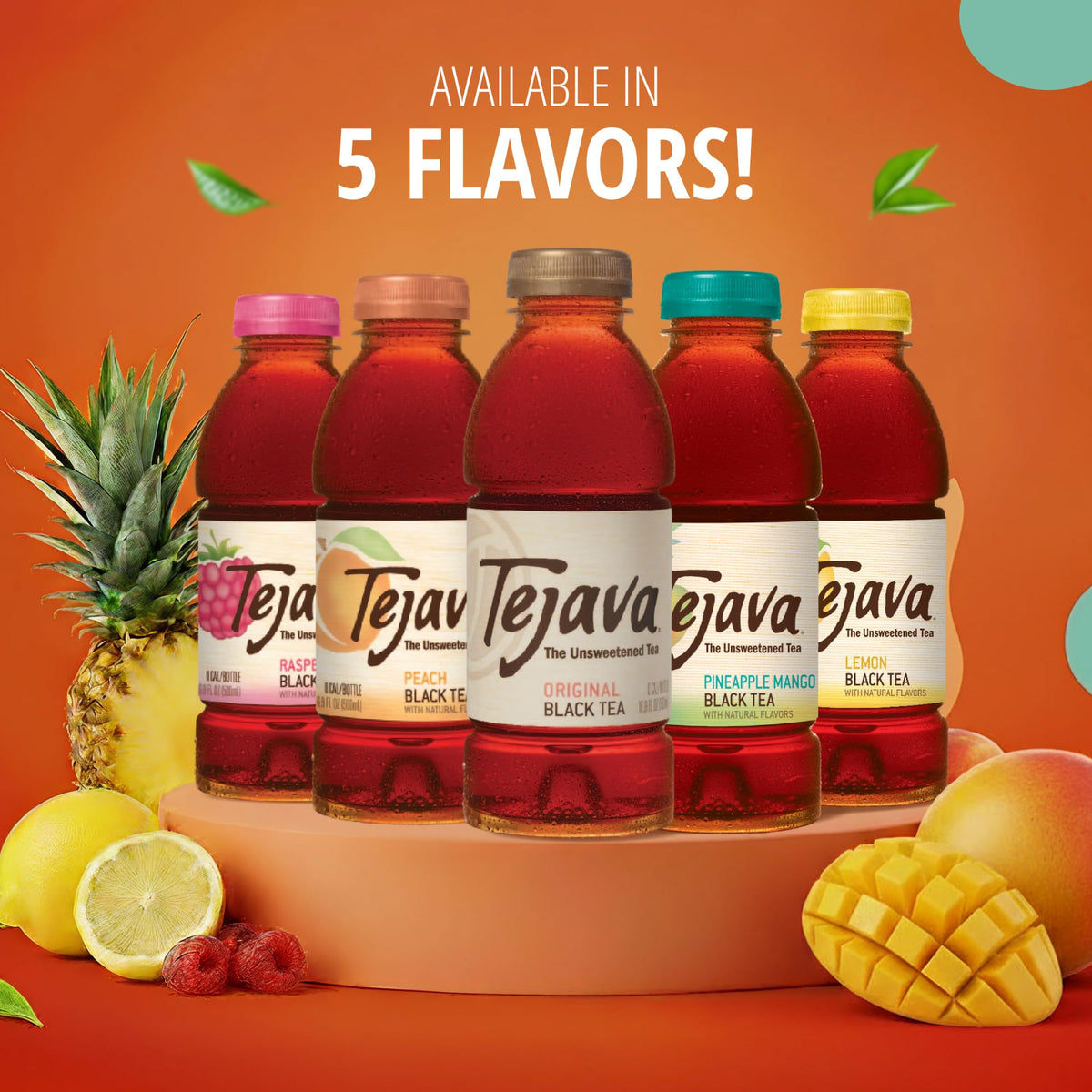 Tejava Original Black Tea – Unsweetened, 12-Pack 16.9oz Bottles