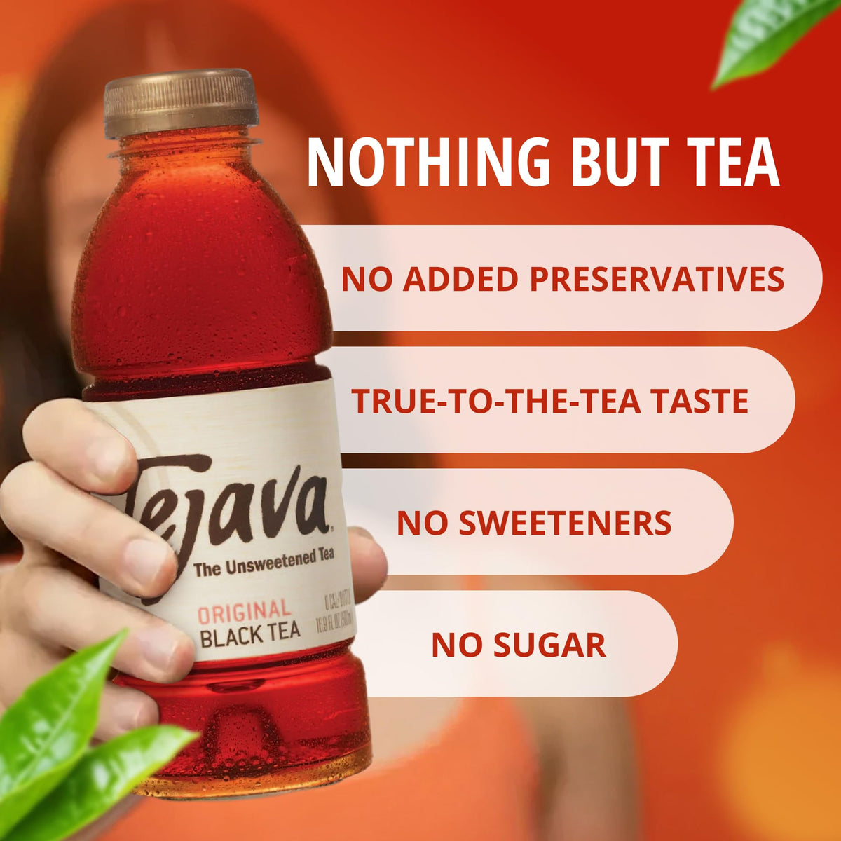 Tejava Original Black Tea – Unsweetened, 12-Pack 16.9oz Bottles
