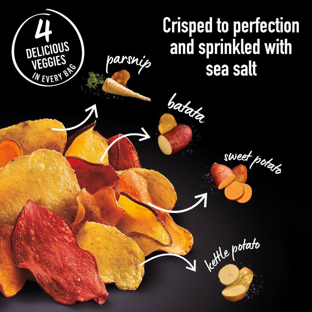 Terra Vegetable Chips Original with Sea Salt – 1.5 oz Pack of 8 | Gluten Free, Vegan