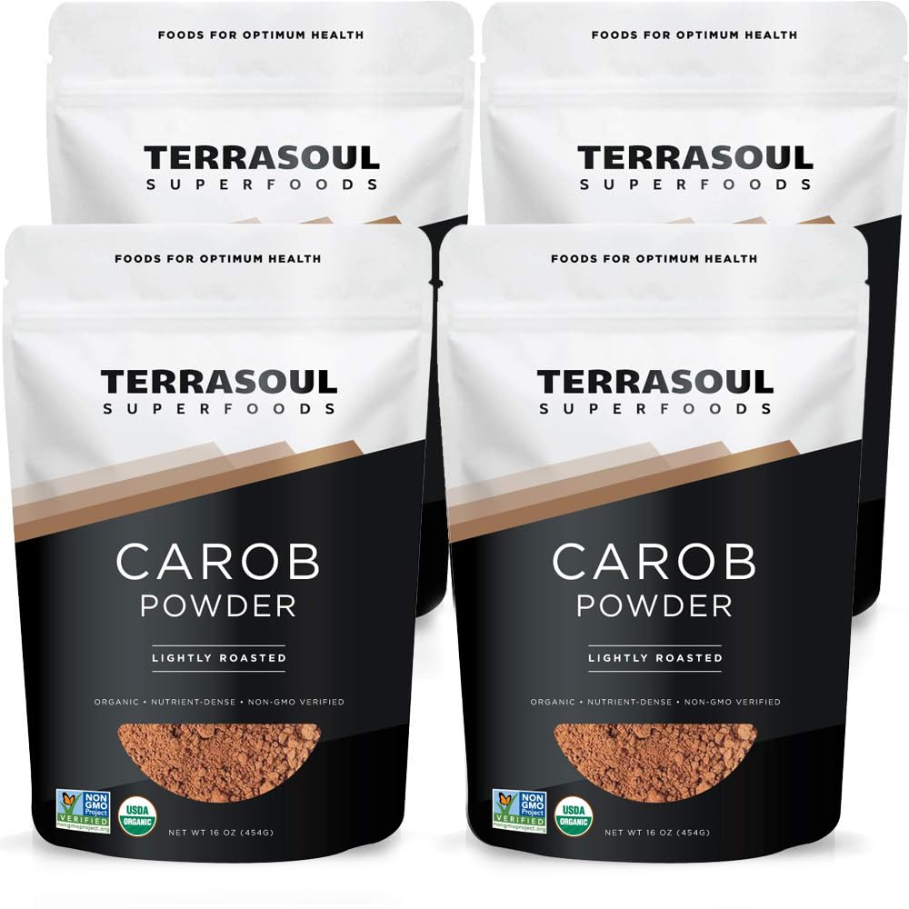Terrasoul Organic Carob Powder, 4 Lbs (4 Pack) – Cocoa Powder Substitute | High in Fiber