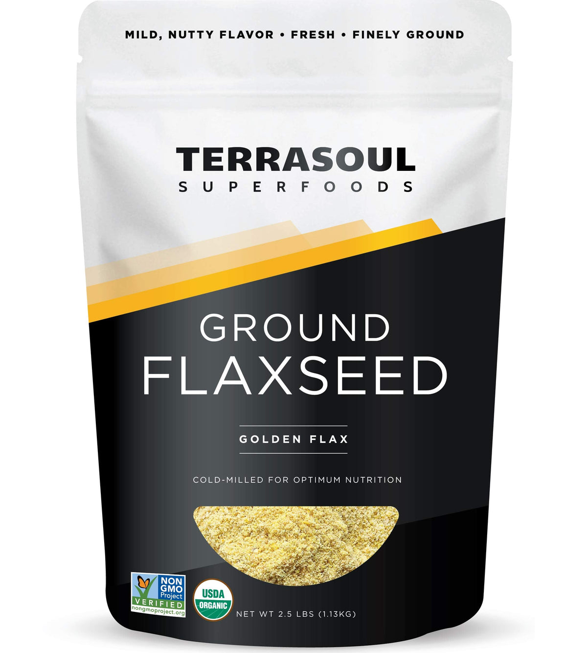Terrasoul Organic Ground Flax Seeds, 2.5 lb – Finely Ground Golden Flax
