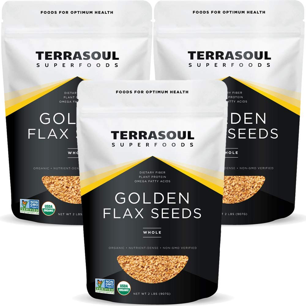 Terrasoul Organic Golden Flax Seeds — 6 lbs (3 Pack) | Non-GMO, Raw, Gluten-Free, Vegan