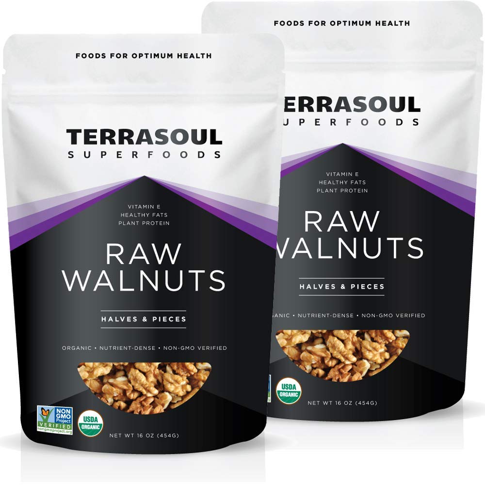 Terrasoul Superfoods Organic Raw Walnuts – Chandler Variety, 2 Lb Pack, Light Color, California-Grown