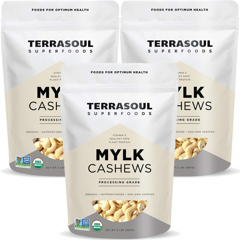 Terrasoul Organic Raw Cashews Mylk Grade – 6 Lbs (Pack of 3) for Cashew Milk, Desserts & Nut Butter