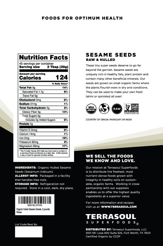 Terrasoul Superfoods Organic Hulled Sesame Seeds – 4 Lbs (2 Pack) Raw, Gluten-Free