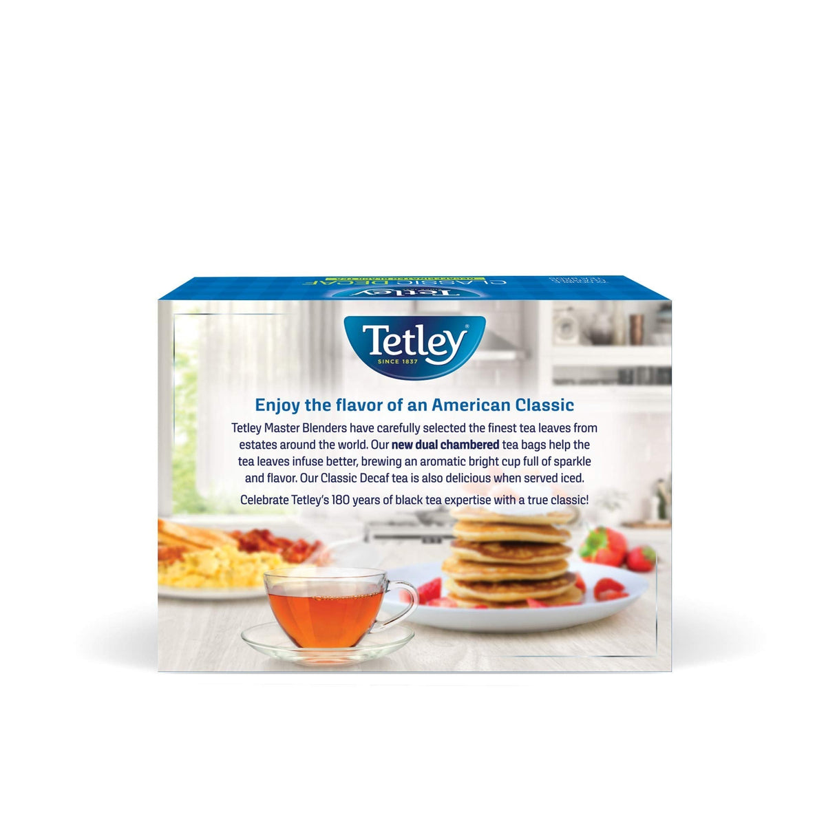 Tetley Classic Blend Decaf Black Tea — 72 Tea Bags (Pack of 12) | Rainforest Alliance Certified