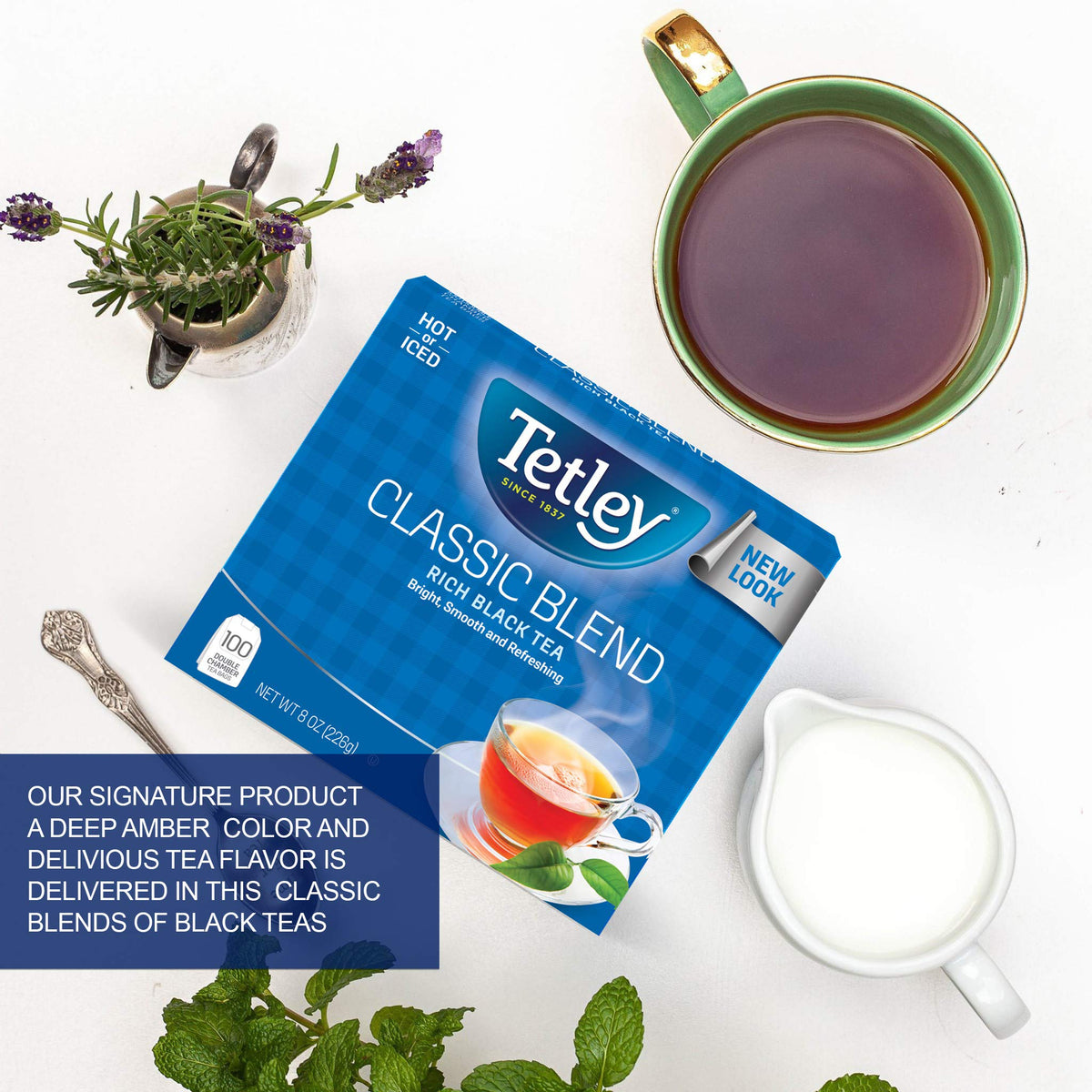 Tetley Classic Blend Premium Black Tea, Rainforest Alliance Certified, 100 Count (Pack of 12)