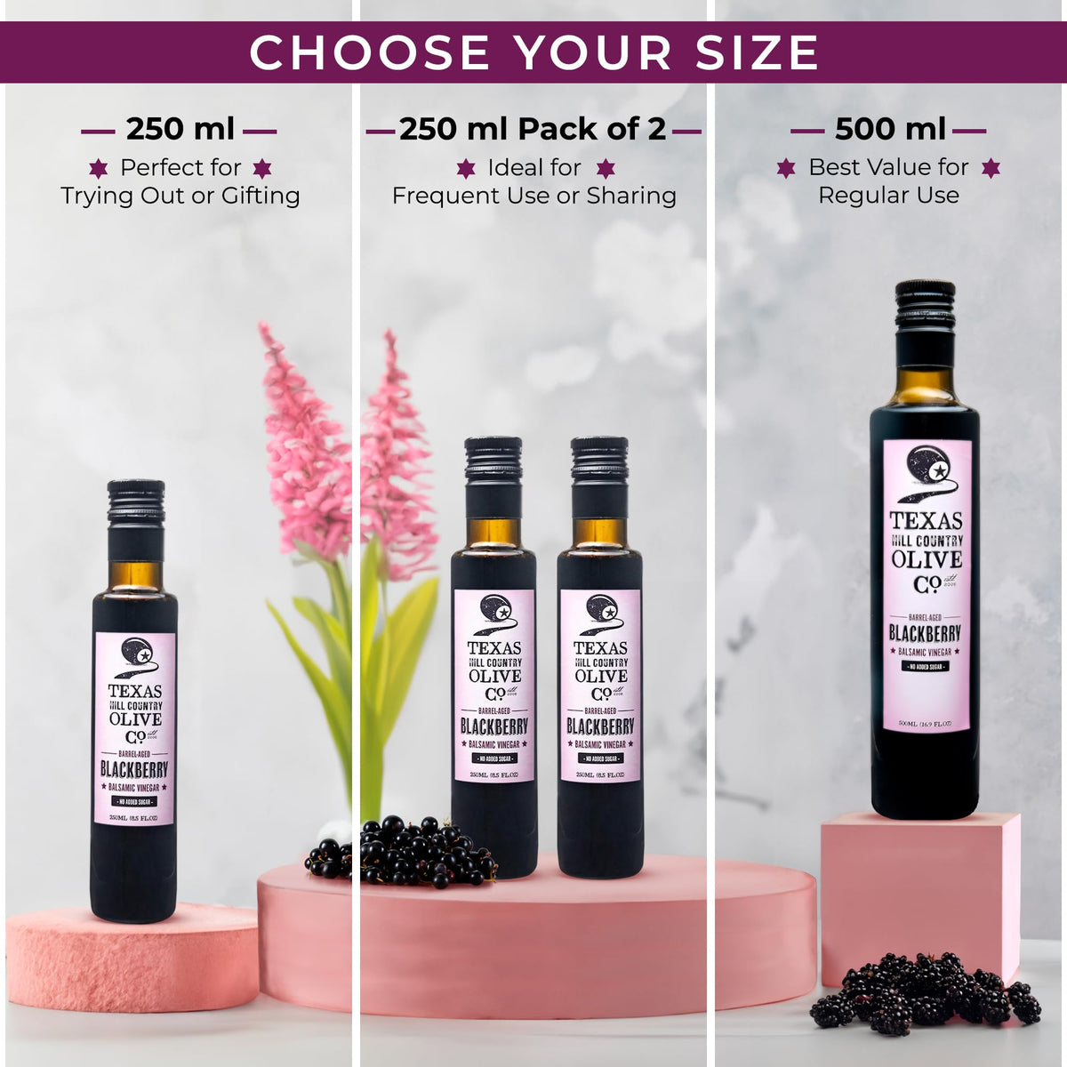 Texas Hill Country Olive Co. Raspberry Balsamic Vinegar – Barrel-Aged Infused