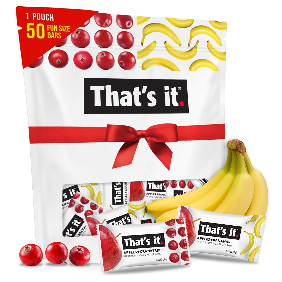 That's it. Fun Size Fruit Bars Variety Pack – 50 x 10g, Non-GMO, Kosher, Gluten Free, Cranberry-Banana