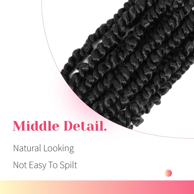 The BOHOBABE Pre-twisted Passion Twist Crochet Hair 18 Inch Long Pre-looped Crochet Passion Twist Braiding Hair 8 Packs Soft Bohemian Twists (1#) 1#(Jet Black)