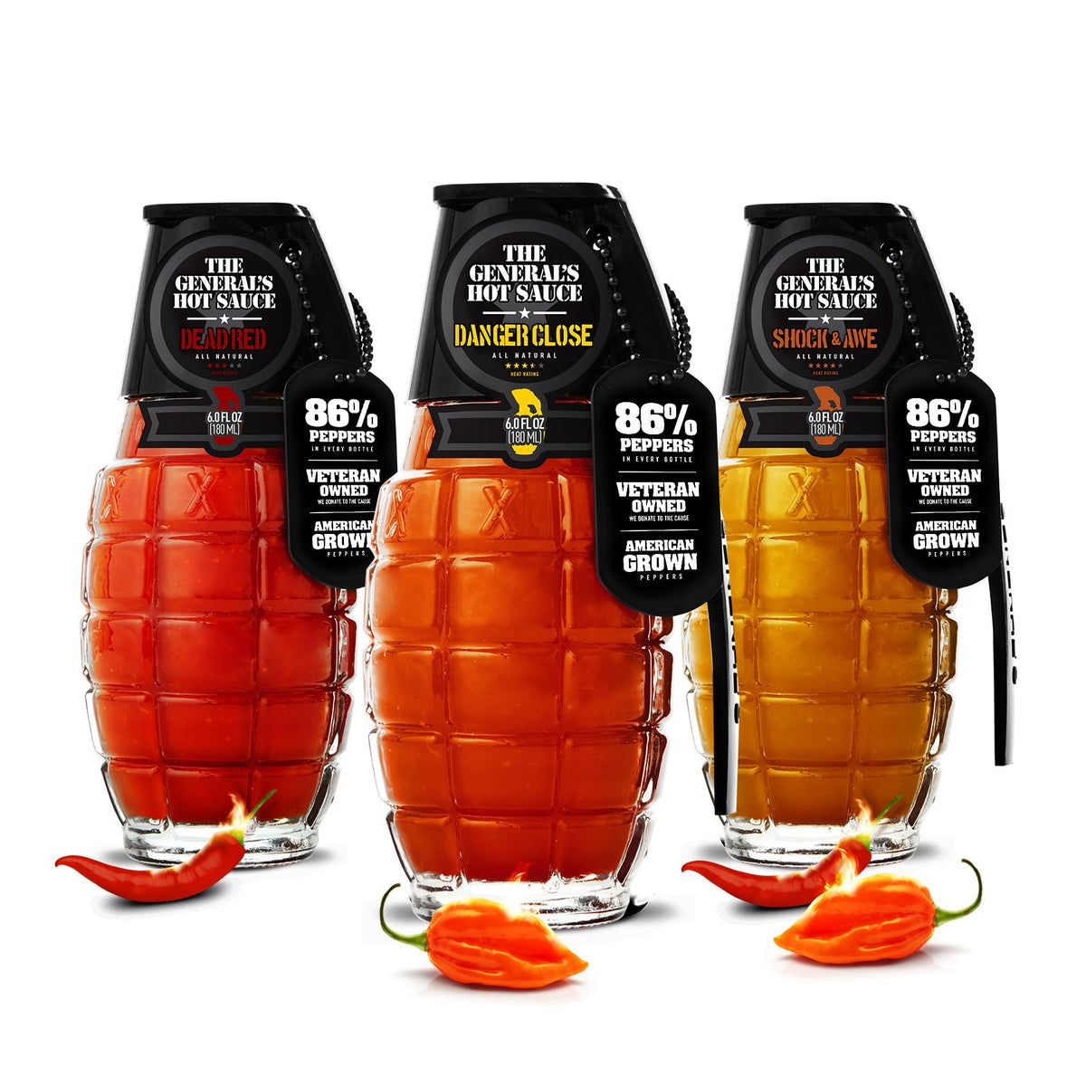 The General's Hot Sauce Heat Seeker Gift Set – 3-Pack Gourmet, American-Grown Peppers