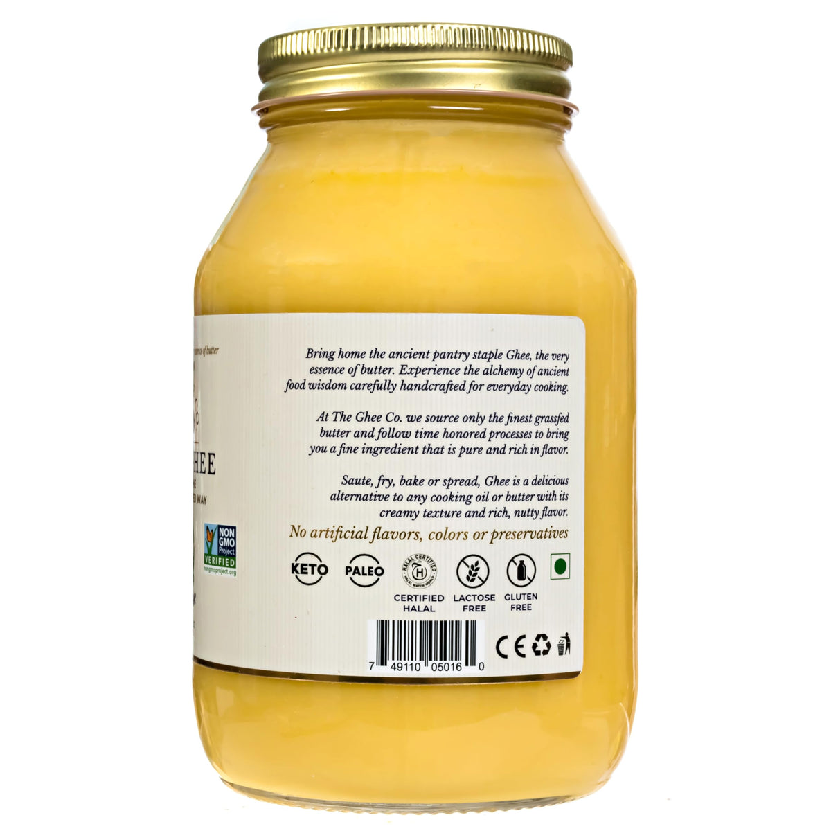 The Ghee Co. 32oz Ghee in Glass Jar – Grass-Fed, Kosher & Halal, Non-GMO, Paleo & Keto Friendly