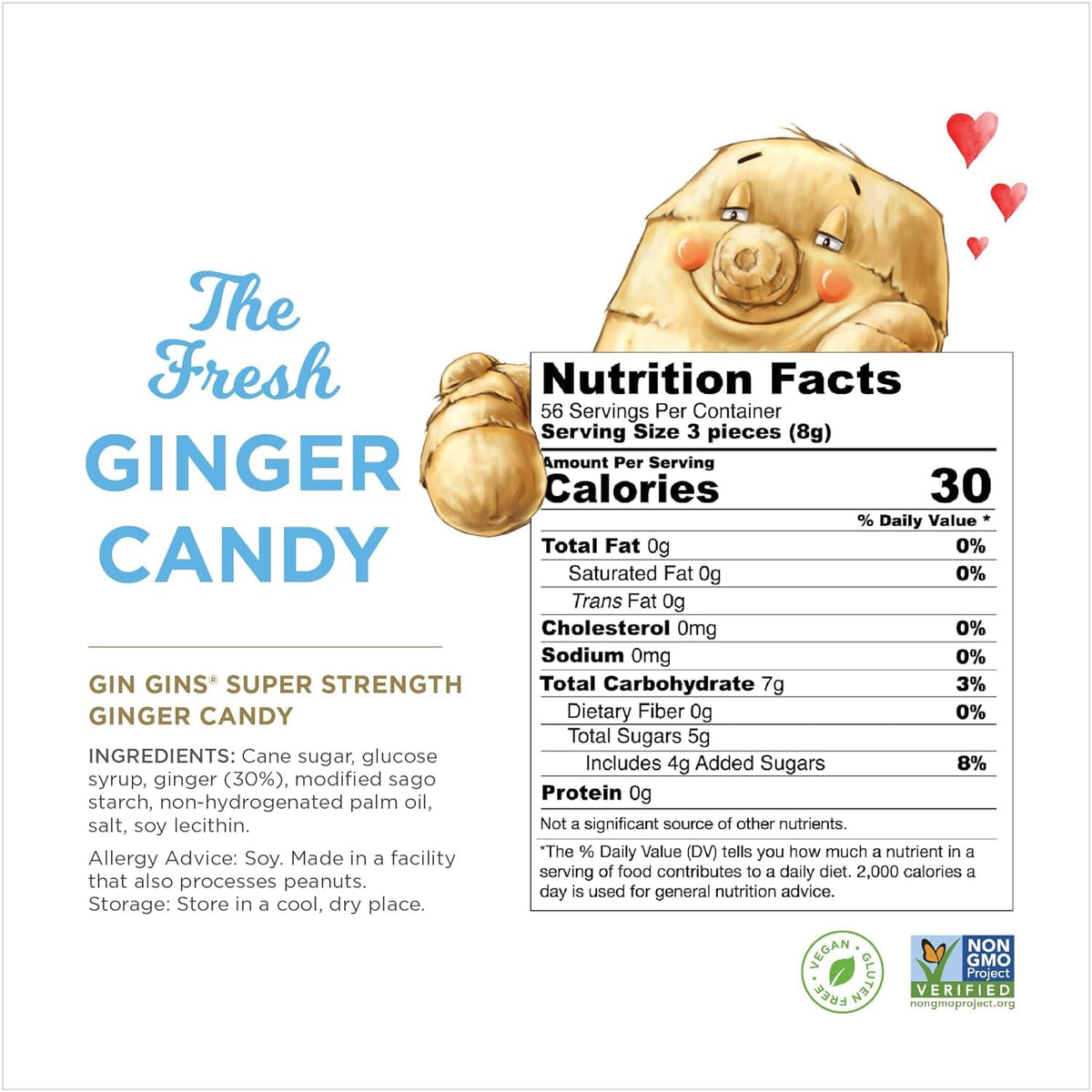 GIN GINS Super Strength Ginger Candy by The Ginger People – 2 x 16oz Bags