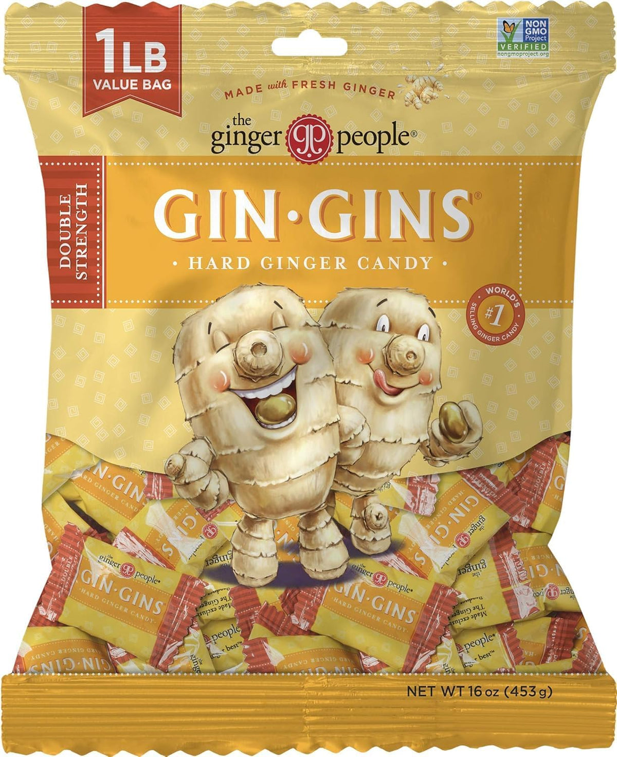 GIN GINS Double Strength Ginger Hard Candy – 2 Pack, 16 oz Each | The Ginger People