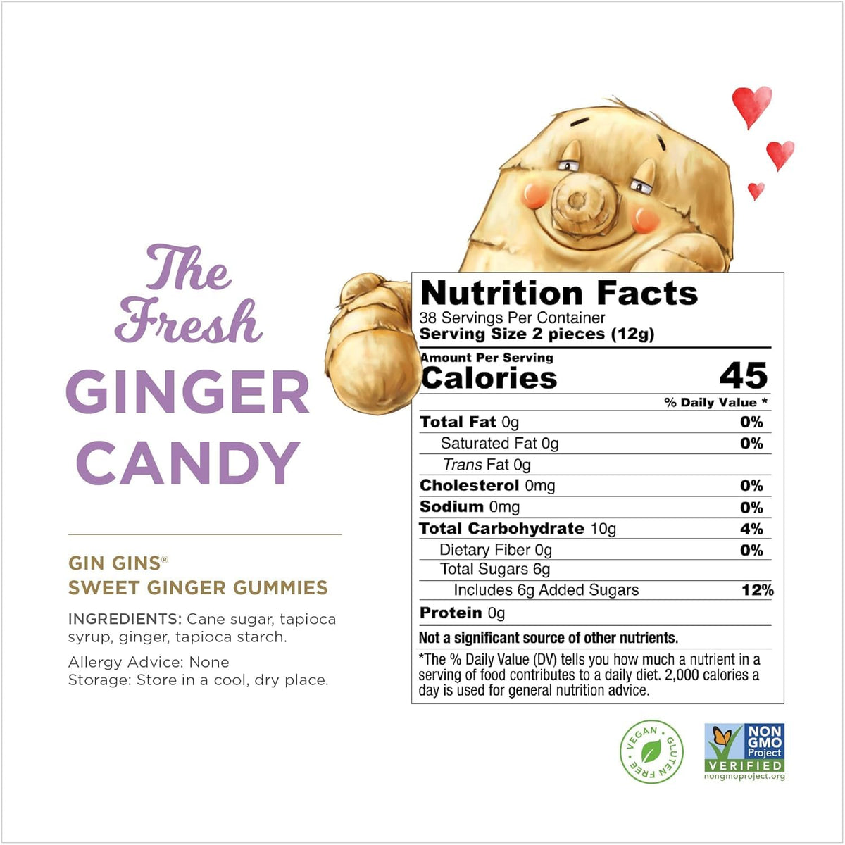 GIN GINS Sweet Ginger Gummies by The Ginger People – Fresh Ginger Chews, 1 lb Bags (Pack of 2)