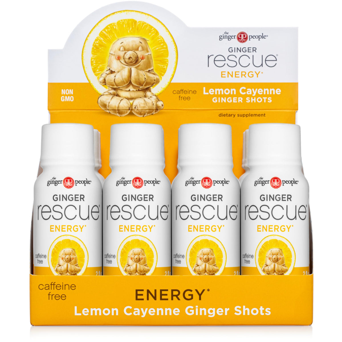 Ginger Rescue Shots by The Ginger People – Energy Boosting, Caffeine-Free, Lemon Cayenne (12 x 2 oz)