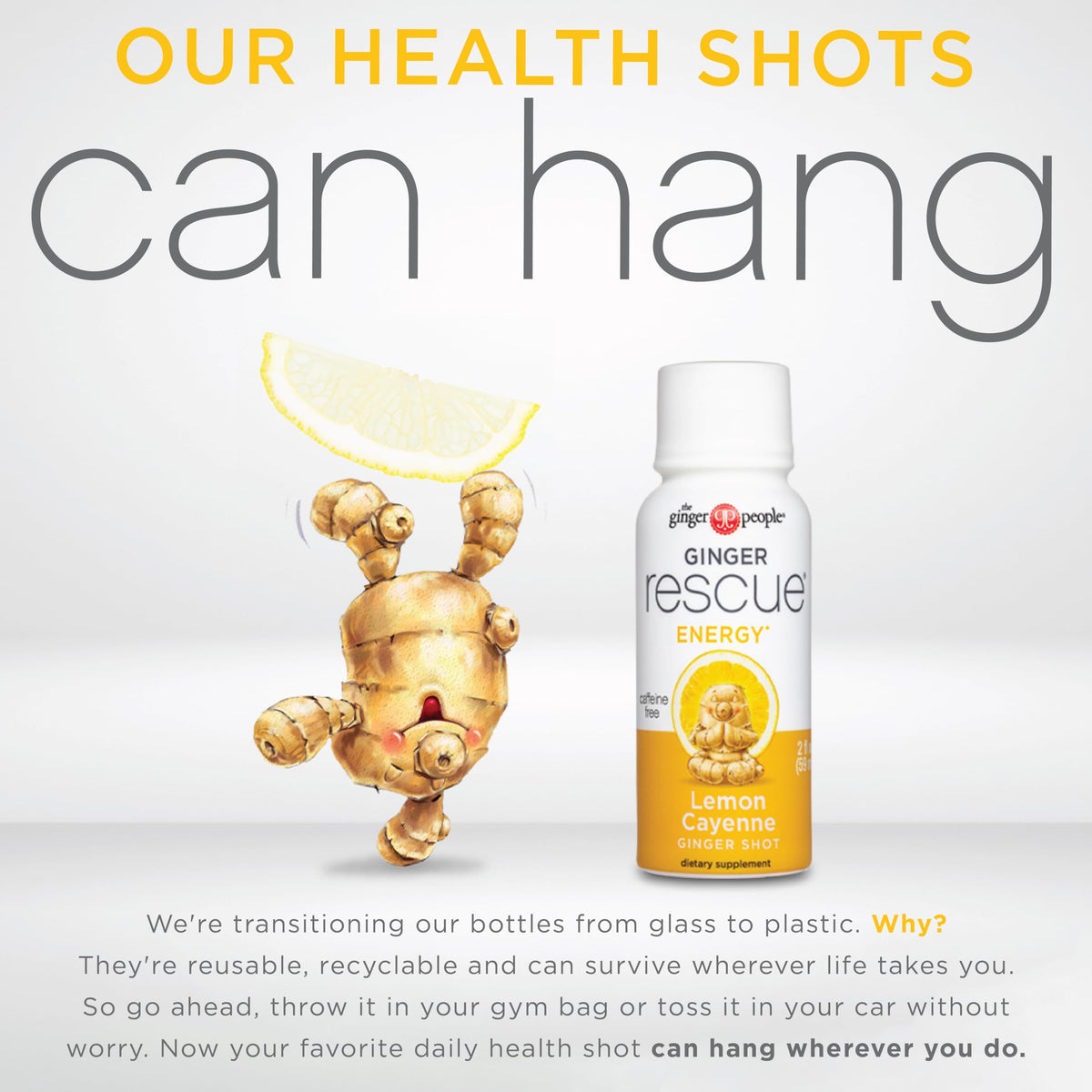 Ginger Rescue Shots by The Ginger People – Energy Boosting, Caffeine-Free, Lemon Cayenne (12 x 2 oz)
