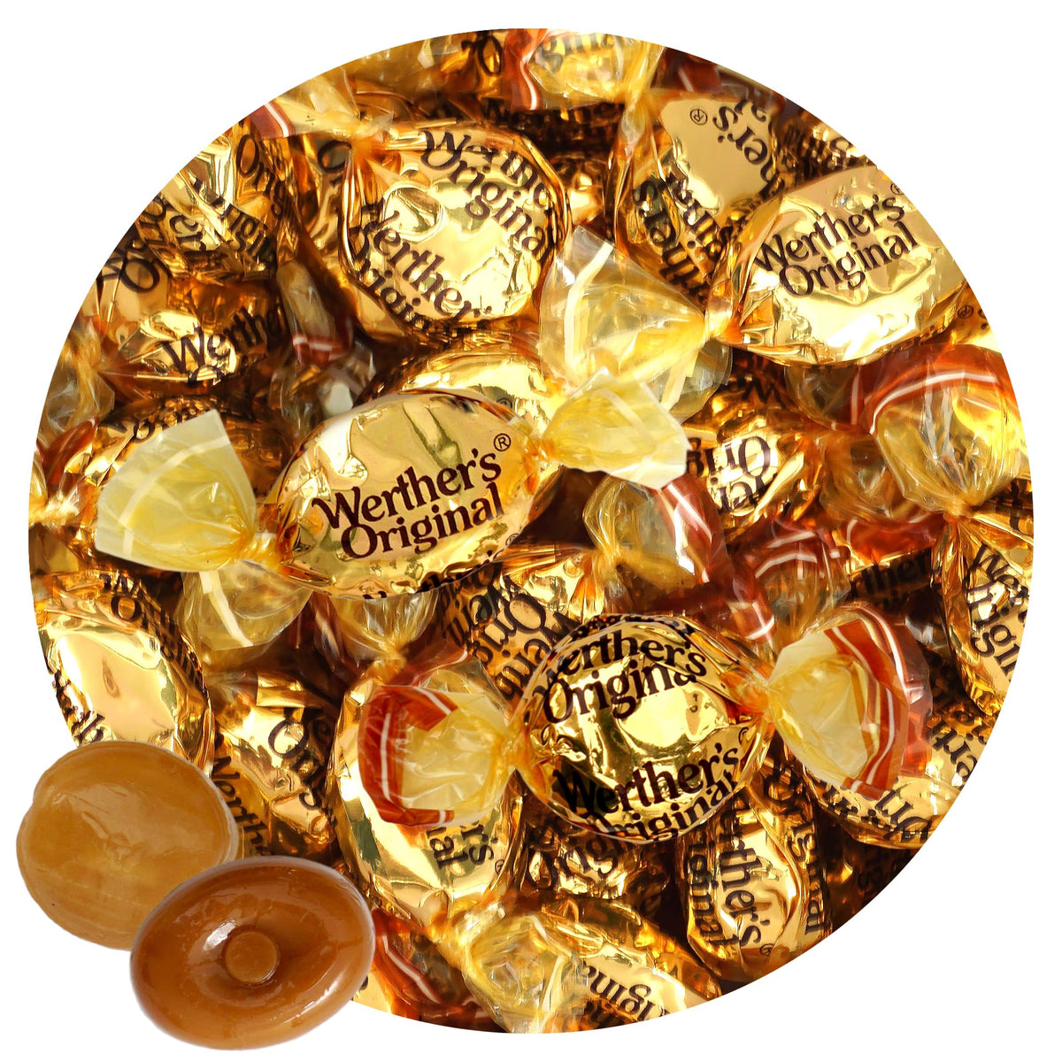 Werther's Original Creamy Caramel Filled Hard Candy Mix — 2 lb Bulk Bag | The Hampton Candy Company