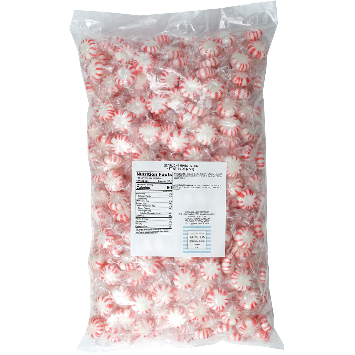 Starlight Peppermint Candy — 6 lb Bulk (Approx. 450 pcs) | The Hampton Candy Company