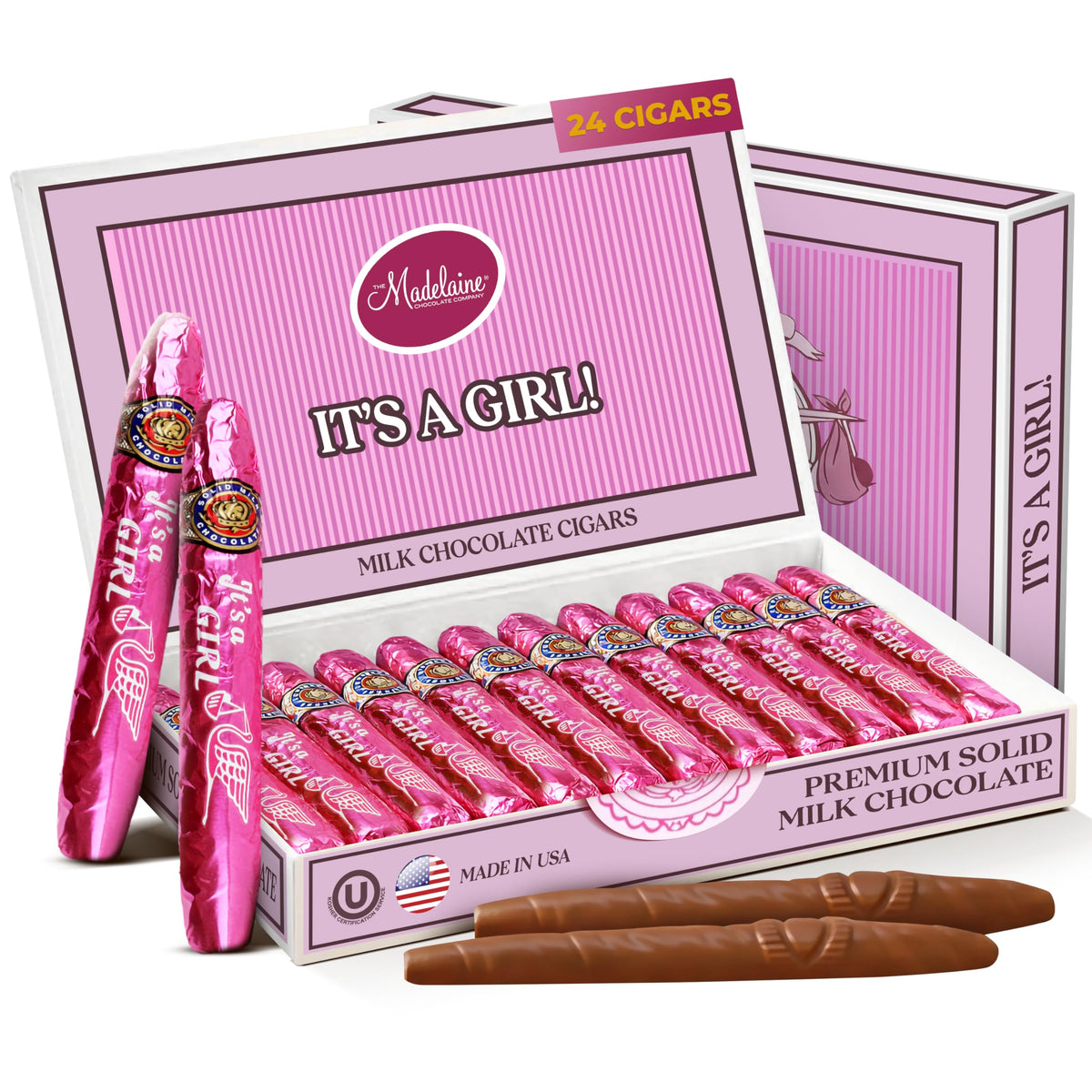 Madelaine Solid Premium Milk Chocolate Cigars – 24 Count Baby Shower Favors | The Madelaine Chocolate Company