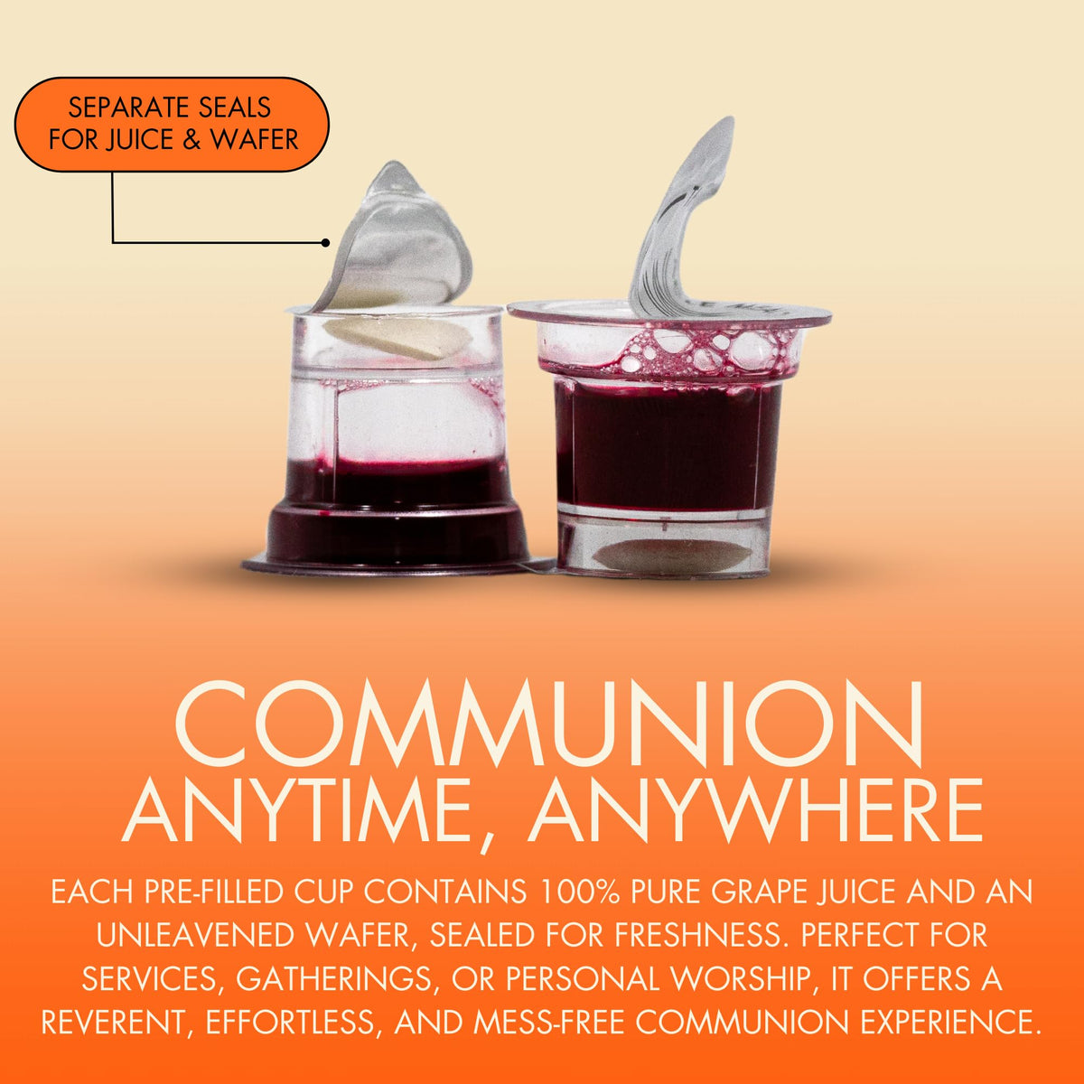 The Miracle Meal Gluten Free Communion Cups – 100 Count with Juice & Gluten-Free Wafer