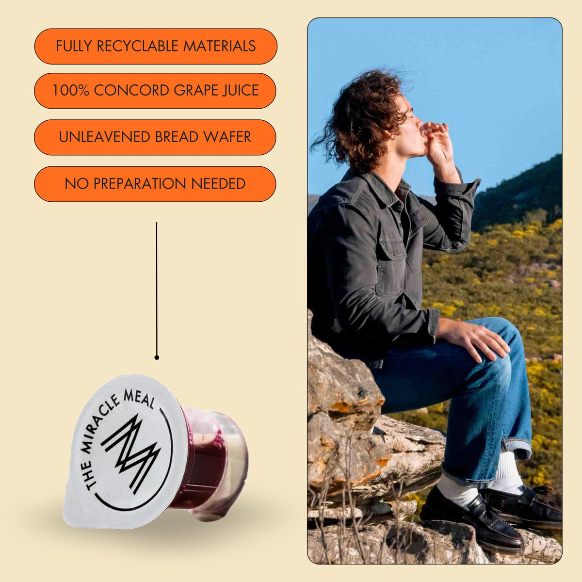 The Miracle Meal Gluten Free Communion Cups – 100 Count with Juice & Gluten-Free Wafer