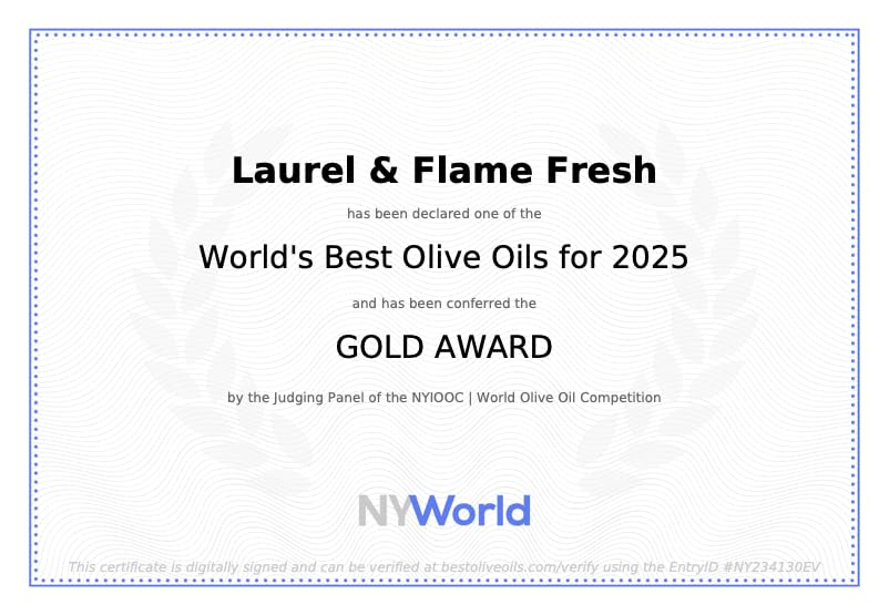Laurel & Flame Fresh EVOO | The Olive Temple | Single Origin Greek Olive Oil