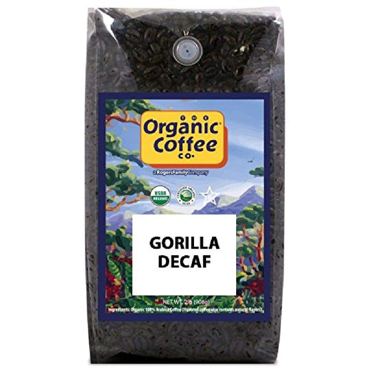 The Organic Coffee Co. Gorilla Decaf Whole Bean Coffee 2LB – Water Processed, USDA Organic
