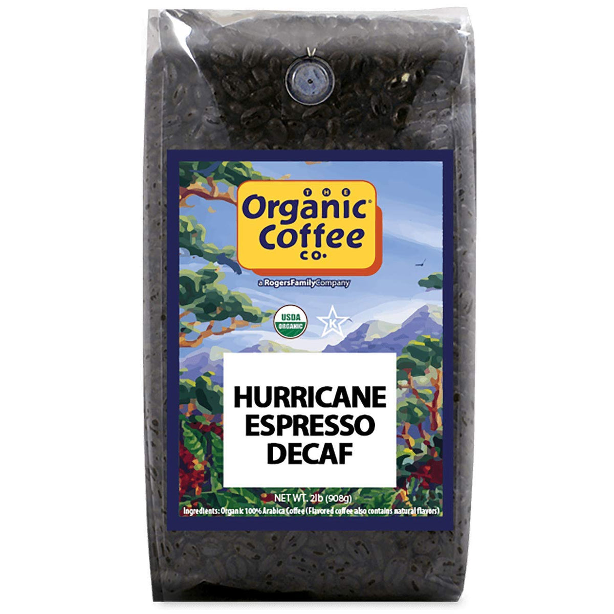 Organic Coffee Co. DECAF Hurricane Espresso – Whole Bean 2 lb, Medium-Dark, Water Processed USDA Organic