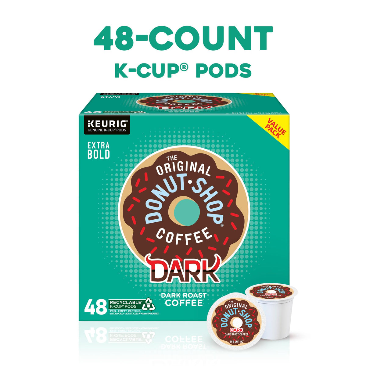 The Original Donut Shop Dark Roast K-Cup Pods, 48 Count – Keurig Compatible