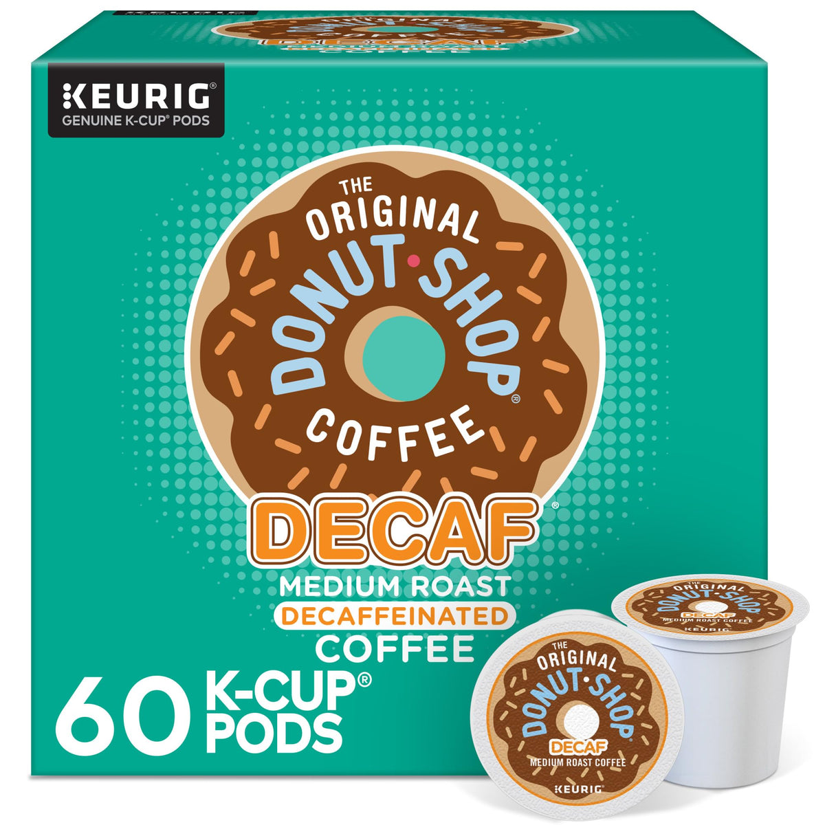 The Original Donut Shop Decaf Keurig K-Cup Pods — Medium Roast, 60 Count (Six Packs of 10)