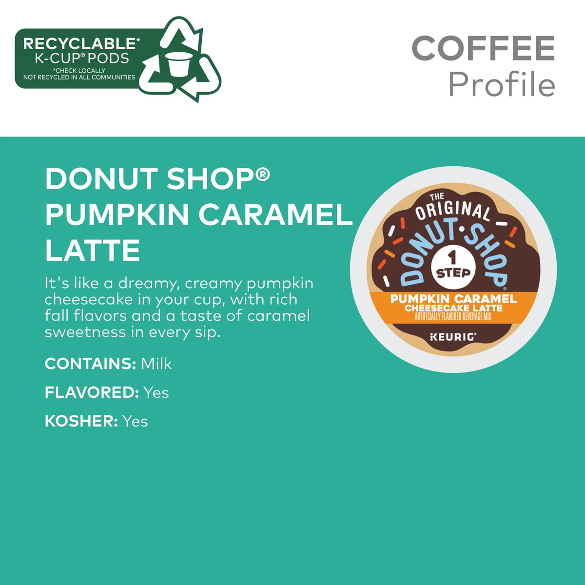 The Original Donut Shop Pumpkin Caramel Cheesecake Latte K-Cup Pods – 60 Count | Keurig Compatible