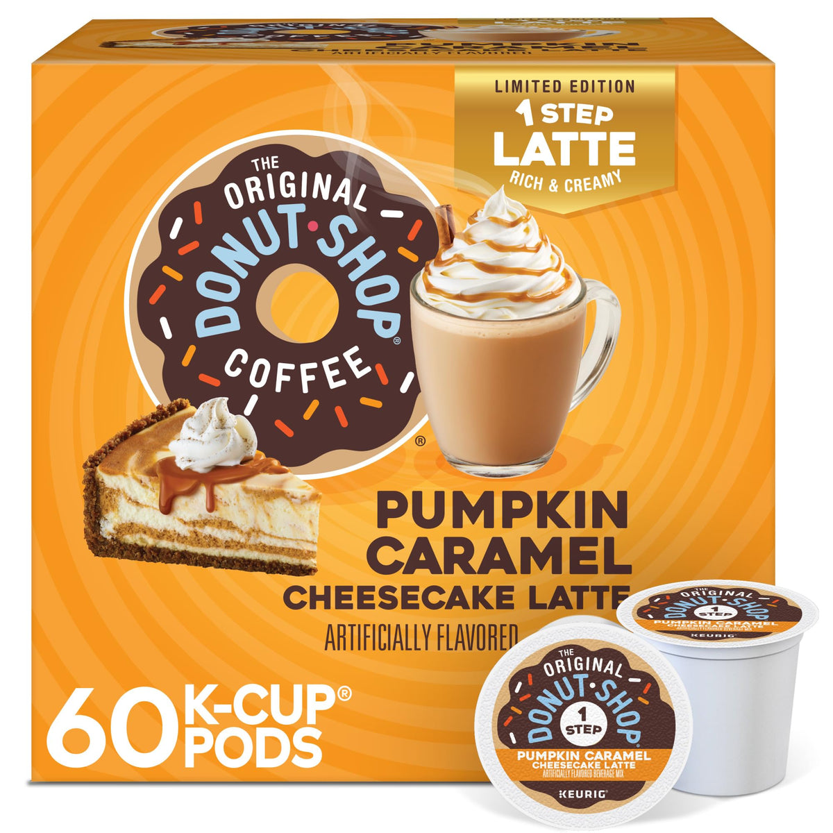 The Original Donut Shop Pumpkin Caramel Cheesecake Latte K-Cup Pods – 60 Count | Keurig Compatible