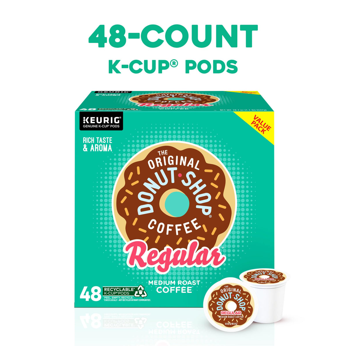 The Original Donut Shop Regular K-Cup Pods – Medium Roast Coffee, 48 ct, Keurig Compatible