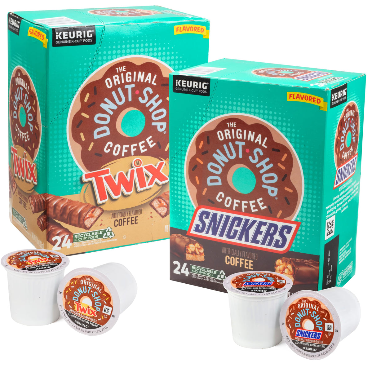 The Original Donut Shop Snickers & Twixx K-Cup Variety Pack – 48 Cups (24 each), Light Roast